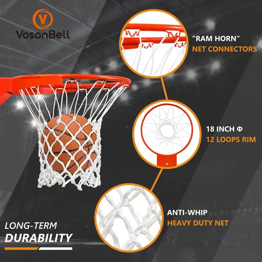 Rim Replacement, SingleSpring Breakaway Basketball Rim Outdoor Indoor, Universal 18 Inch Heavy Duty Basketball Hoop Rim and Net