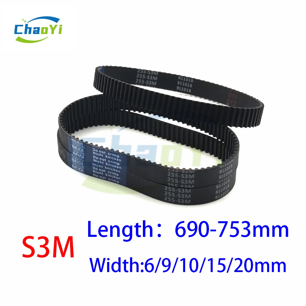 

S3M Synchronous Belt Length 690 693 696 699 705 711 714 720 738 741 750 753mm Width 6-20mm Pitch 3mm Transmission Tooth Belt