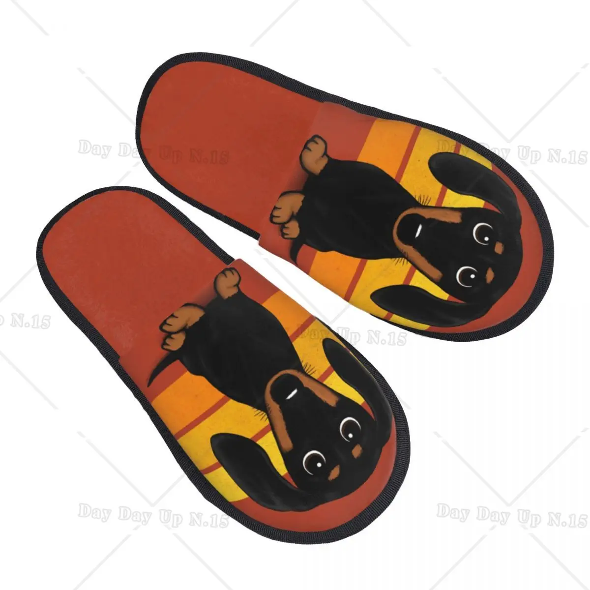 Cartoon Dachshund Dog Comfort Scuff Memory Foam Slippers Women Badger Wiener Sausage Spa House Shoes