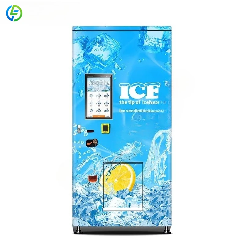 Customized Outdoor Commercial Bagged Ice Dispenser Smart Bulk And Bag Ice Cube Vending Machine