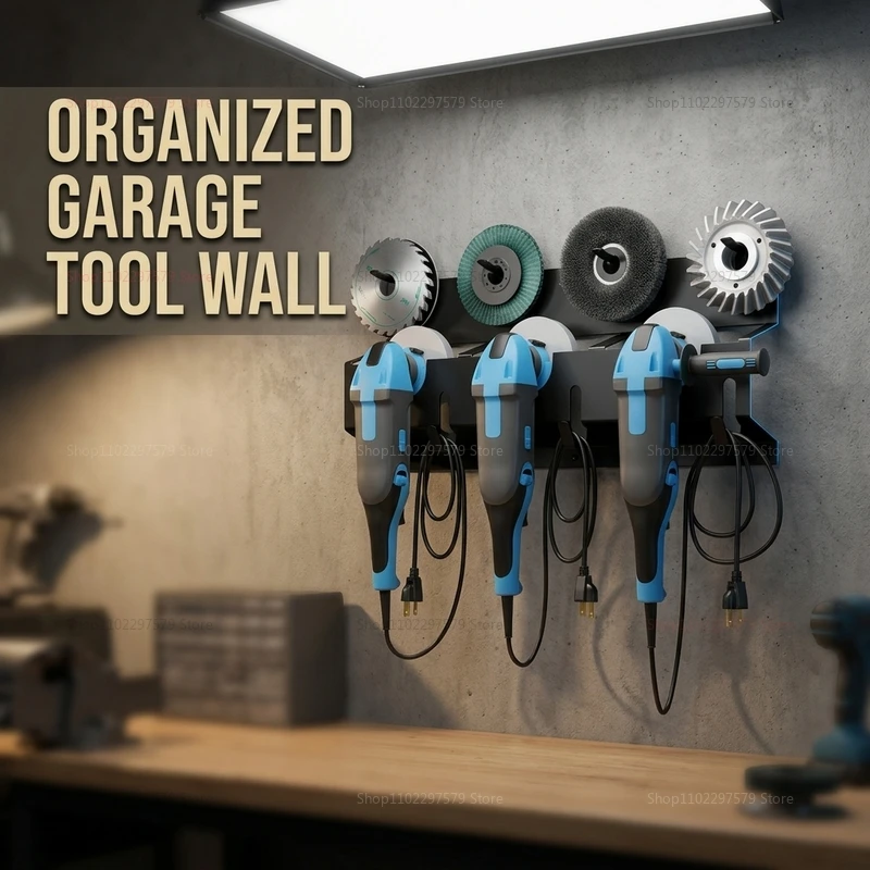 Heavy Duty Angle Grinder Wall Mount Storage Rack Bracket with Cord Hanger for Power Tools Workshop Garage Organizer Heavy Duty