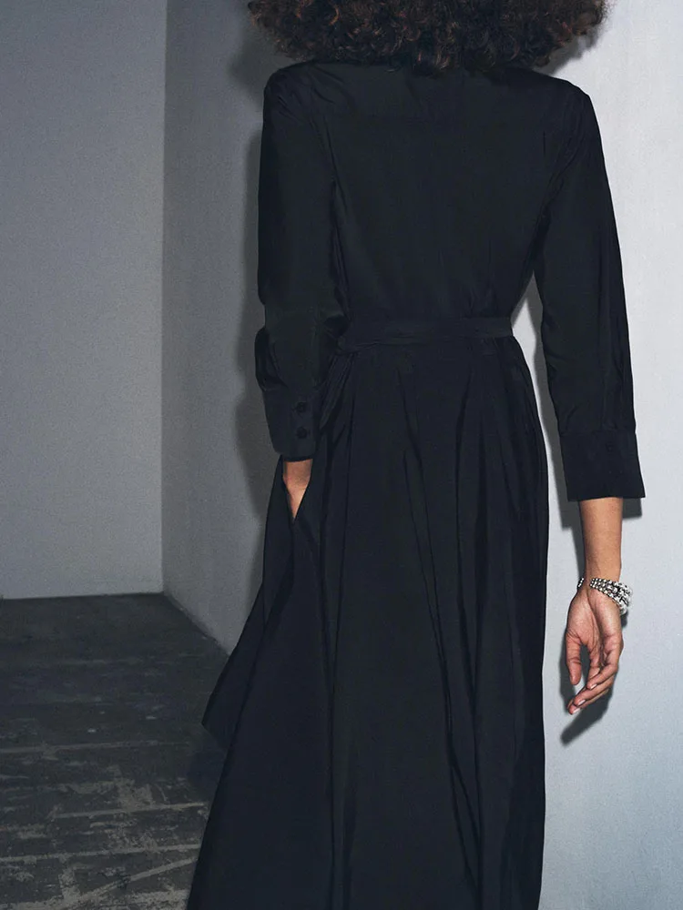 Faionable Long Sve Midi Dr Nuova stagione autunnale da donna Ele Versatile irt Sle Dr Costume di scena etnico