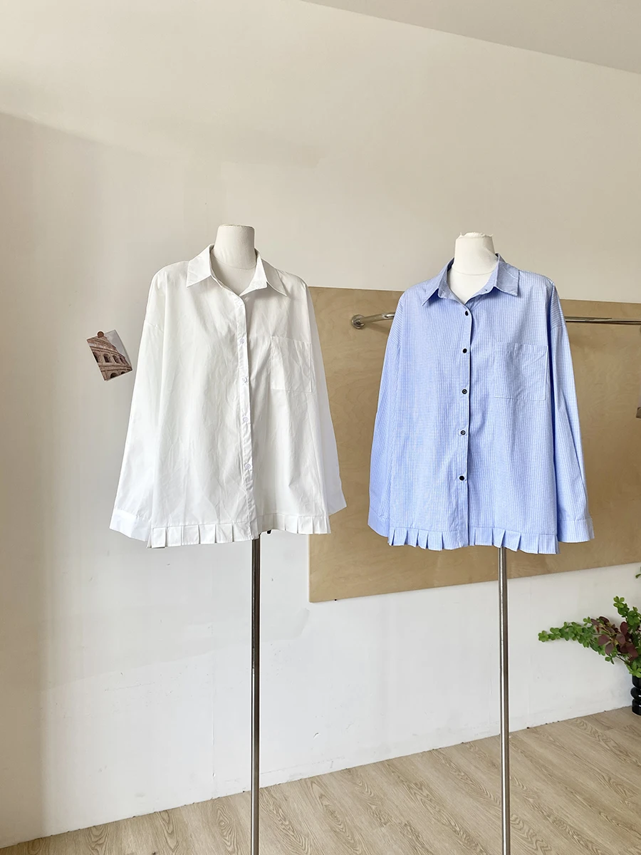 

Loose Casual Style Women's Shirt Wooden Design Spring 2026 New Fashion Slimming Top Comfortable Polyester Fiber Long Sleeve