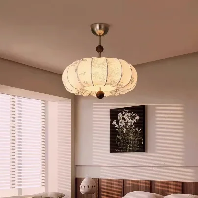 مصباح سقف غرفة النوم على طراز نانيانغ الرجعية، مصباح غرفة النوم الرئيسي الجديد في العصور الوسطى الإبداعي على شكل فنون اليقطين البلاستيكية #4