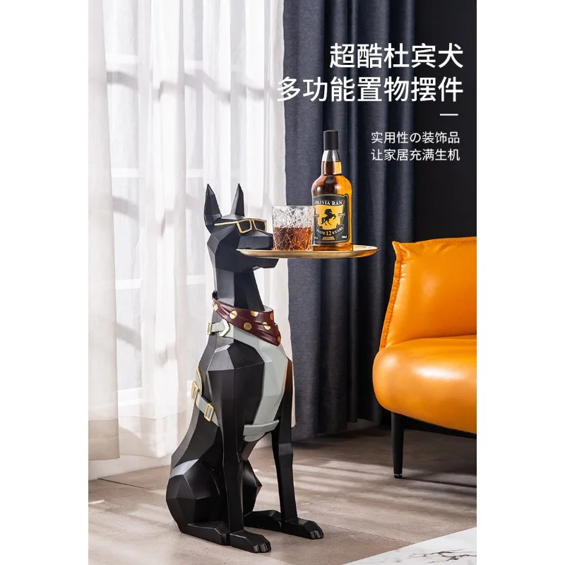 Wohnzimmer-Dobermann-Dekofigur, Internet-Berühmtheit, große Hunde-Dekoration, luxuriöse Kunst, hochwertige Nischen-Heimdekoration