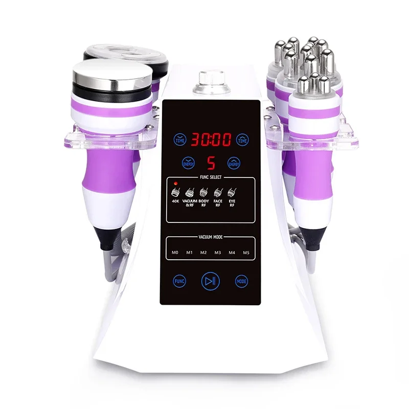 5in1 สามเสา RF กระชับผิวสูญญากาศ 40K Cavitation อัลตราโซนิกเซลลี่สลิมมิ่งสปาเครื่อง 190W