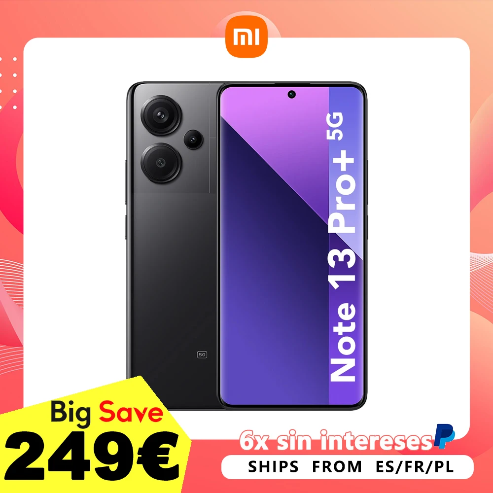 Xiaomi-Redmi Note 13 Pro Plus Celular, 5G, 8GB, 256GB, 12GB, 512GB, EU Carregador, NFC, Versão Global