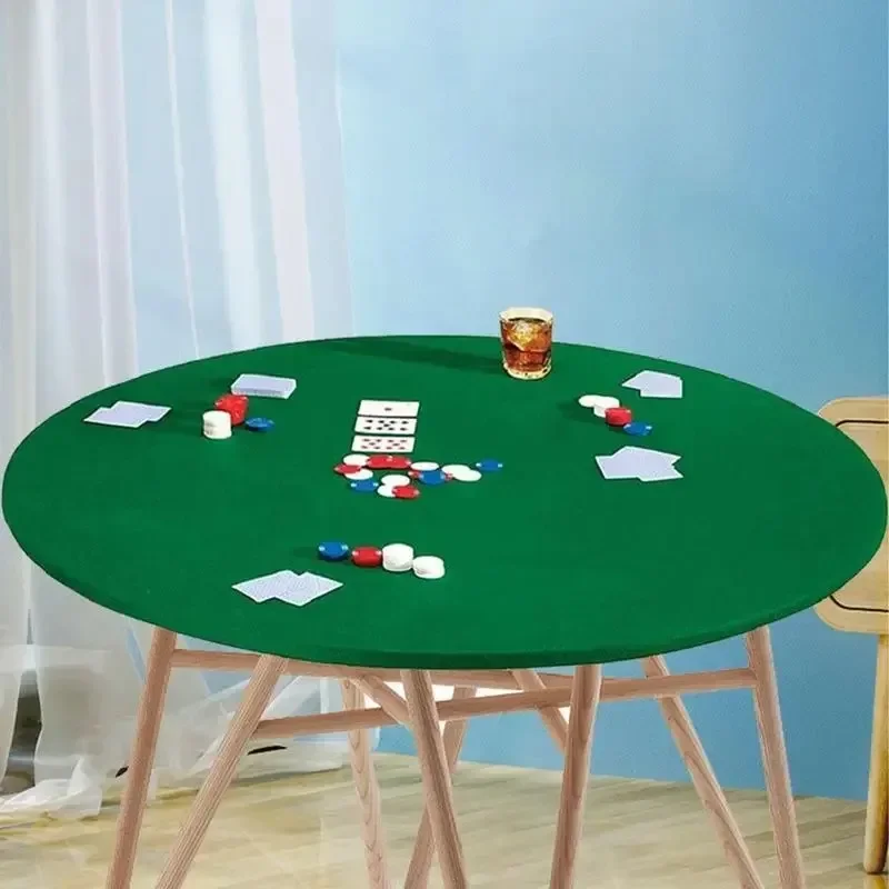 Poker and Bridge Game Table Cover Round Felt Anti Slip Elastic Tablecloth Suitable for 36 To 48 Inch Game Table Cover