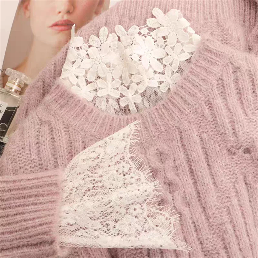 

2025 New Fashion Women Flare Sleeve Lace Blouse Elegant Lady Mesh Blousas Hollow Out Shirt Tops Pullovers Fairy Bottomings W2484