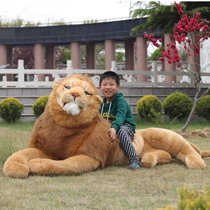 Collection Photography Props Home Decoration Simulation 220cm Large Domineering Animal Amazing Realistic Lion Plush Toy