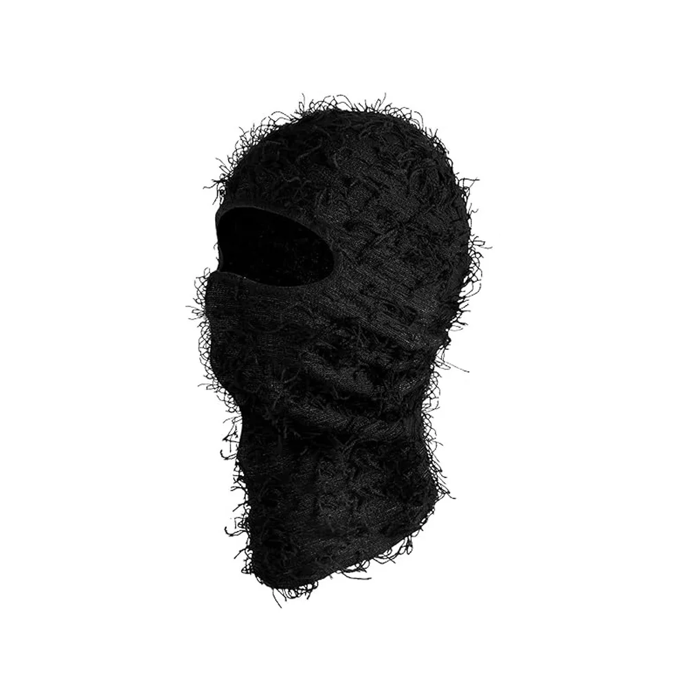 Balaclava Distressed Knitted Full Face Ski Mask for Men Outdoor Camouflage Fleece Fuzzy Balaclava Ski Balaclava Beanies Men Hat