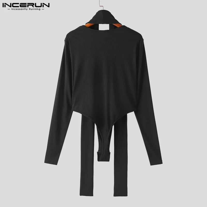 Sexy Homewear Men\'s Fashion U-shaped Buckle Design Jumpsuits Casual Solid Simple Male Long Sleeved Bodysuits S-3XL INCERUN 2024