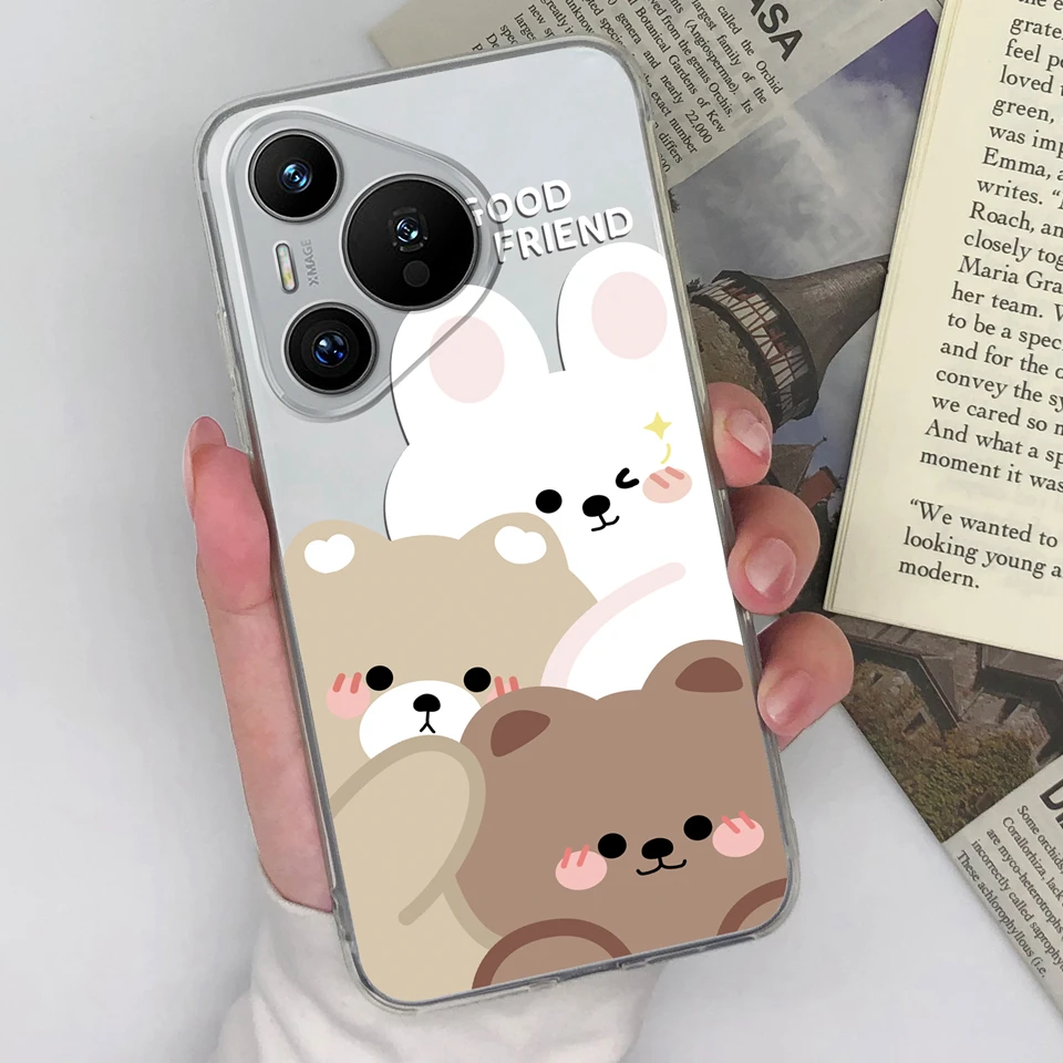 Case For Huawei Pura 70 Pro Lovely Cat Woman Transparent Shockproof Protective Anti-drop Bumper For Huawei Pura 70 Ultra Funda