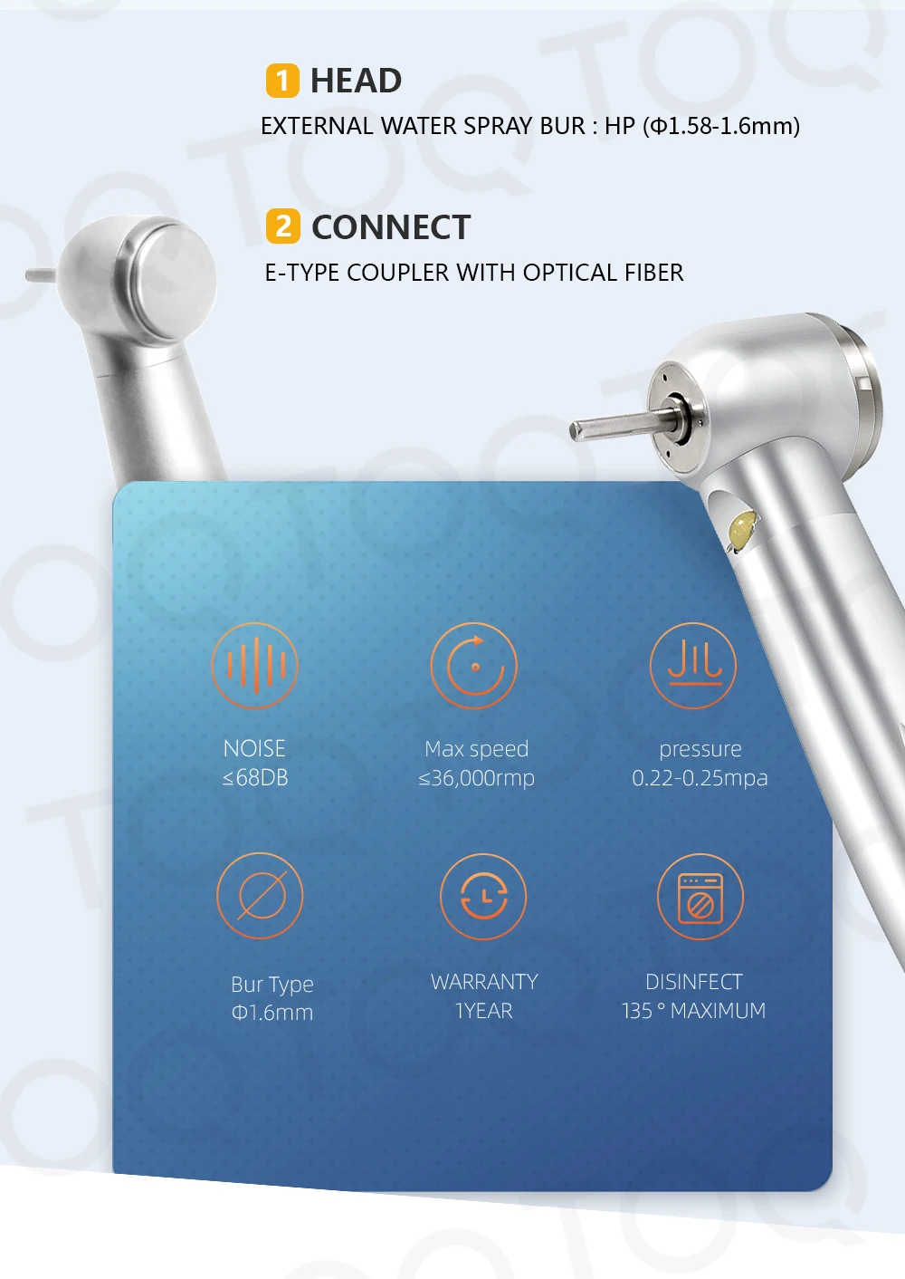 Dental High Speed Led Light Air Turbina Cartridge Rotor Water Sprays Handpiece 2/4 Holes
