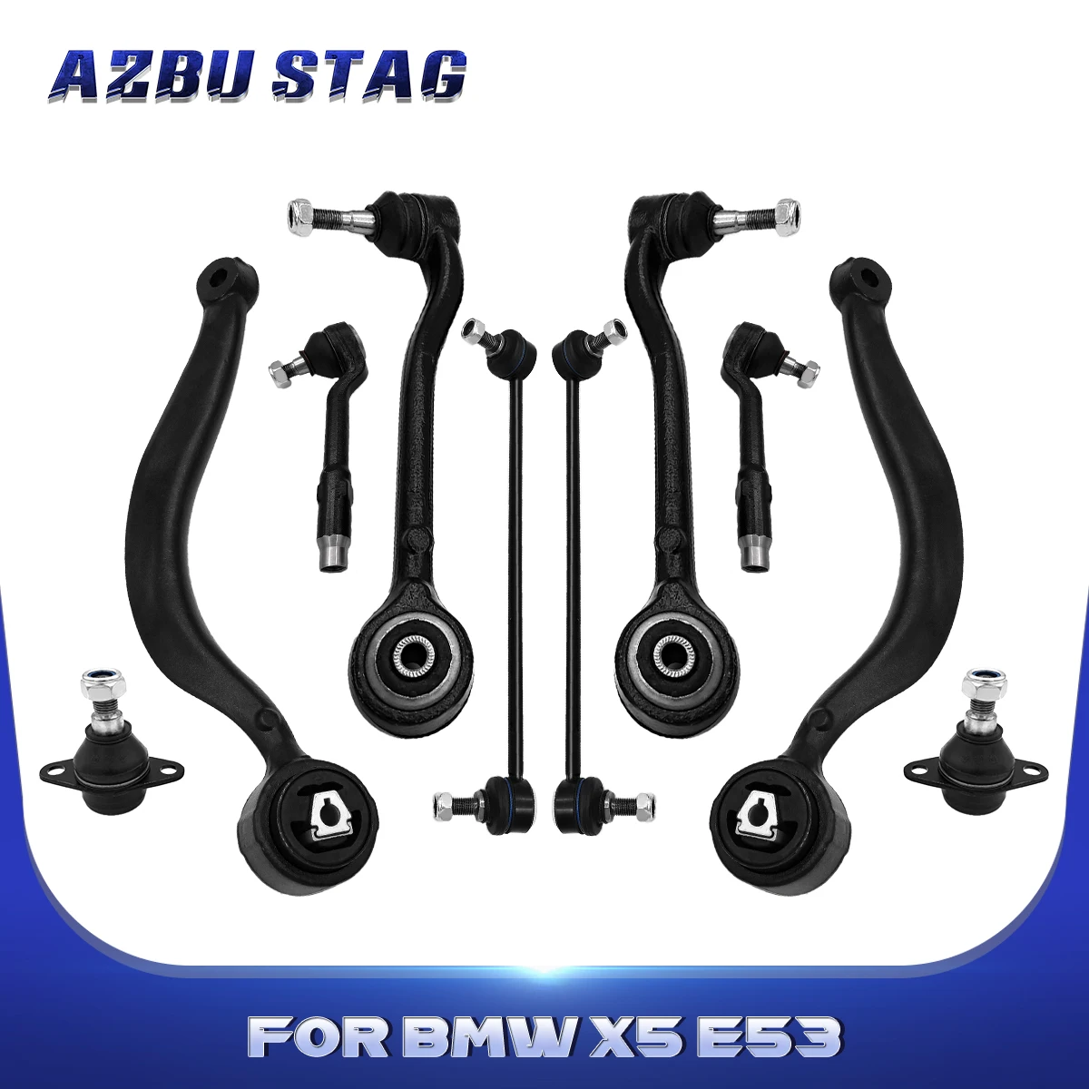 AzbuStag 10Pcs Front Lower Left Right Control Arm Sway Bar Link Tie Rod for BMW E53 X5 2000 2001 2002 2003 2004 2005 2006