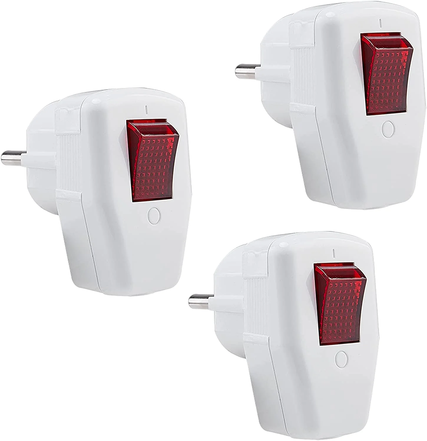 3er-Pack Deutschland-Stecker mit EIN/AUS-Schalter, wiederaufladbarer EU-Netzstecker-Adapter, Schuko-Drahtstecker-Konverter