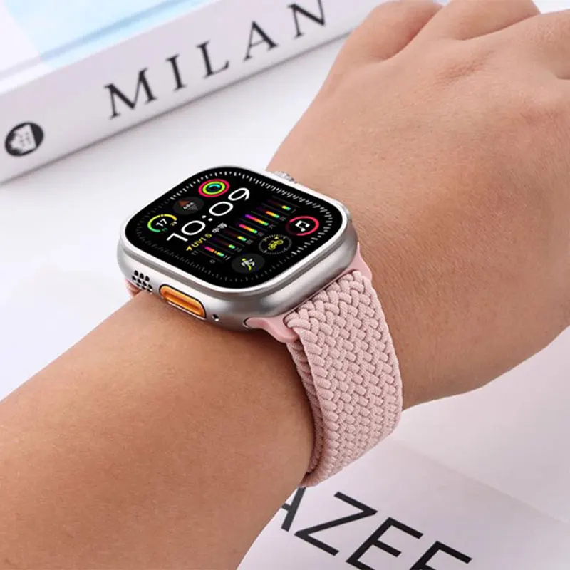 Braided Solo Loop Strap For Apple Watch band 45mm 46mm 40mm 41mm 42mm 44mm 49mm Bracelet iWatch Series Ultra 2 S10 9 SE 8 7 6 54