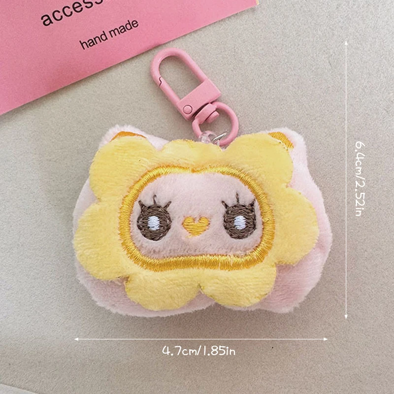 Porte-clés en peluche en forme de tournesol et de petit chat, pendentif de sac, jouets beurre, dessin animé chaton, moelleux et doux, cadeaux de décoration pour sac à dos, mignon