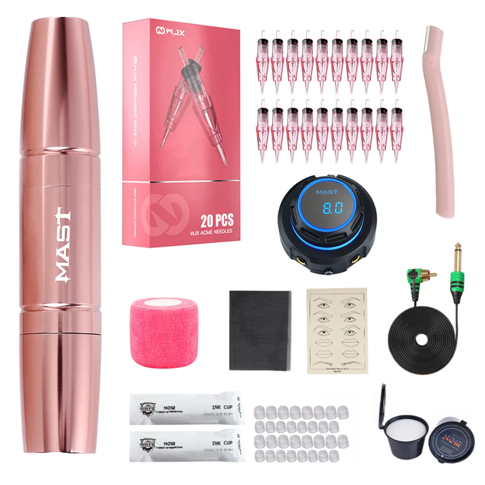 

Mast Magi Tattoo Permanent Makeup Machine Kit With WJX RL Cartridge Needles OLED Display Tattoo Power Supply Pen Set
