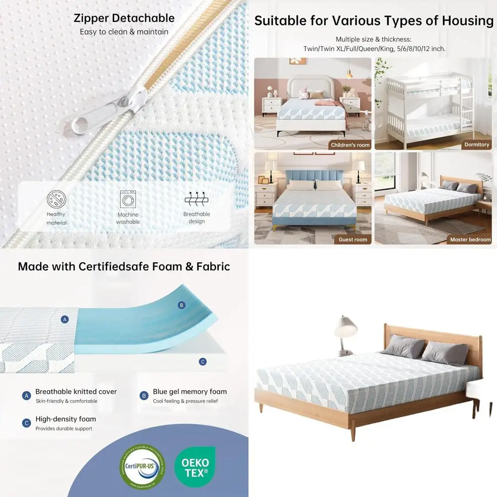 

5 Inch Medium Firm Memory Foam Twin Mattress for Teens - Cooling, Pressure Relief, Washable Cover, CertiPUR-US Certified