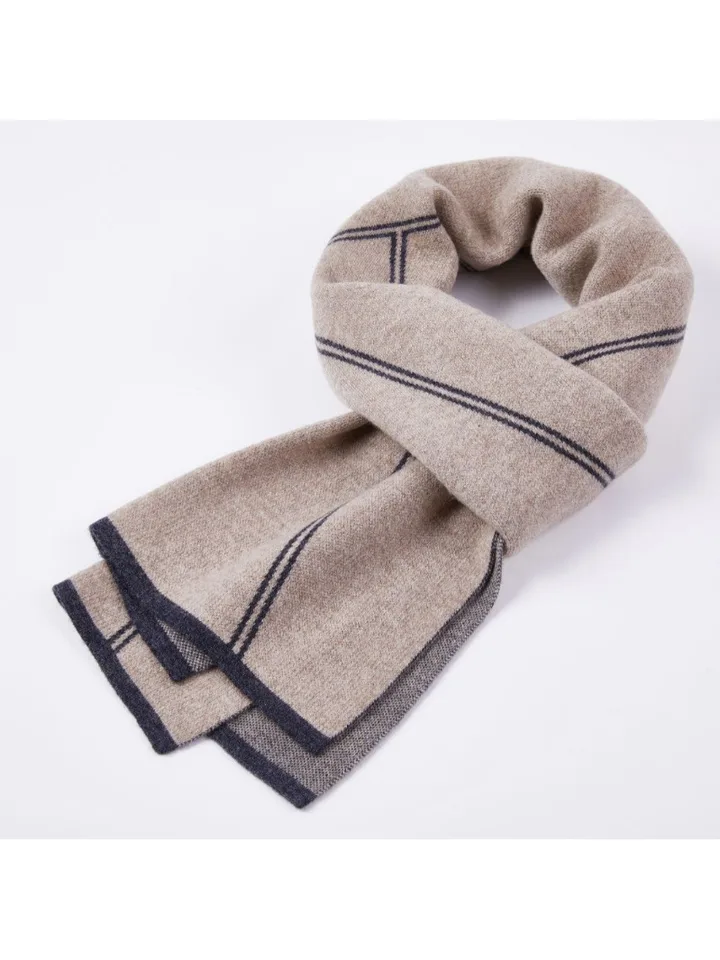 Men's Round Neck Pure Wool Scarf for Winter