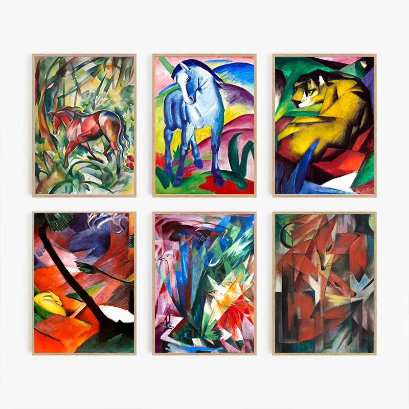 Abstract Painting Animal Foxe Horse Bird Tiger Deer Bison Cow Poster Print Wall Art Pictures Canvas Painting Bedroom Home Decor