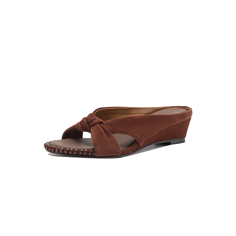 2026 new summer women sandals natural leather 22-25cm kid suede+sheepskin+microfiber mules high heel women slippers fashion - view 6