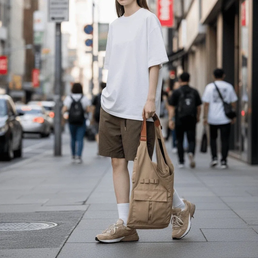 Creative Outdoor Jacket Vest Shoulder Bag Dual-use Breathable Multi Pocket Vest Handbag Retro Multifunctional
