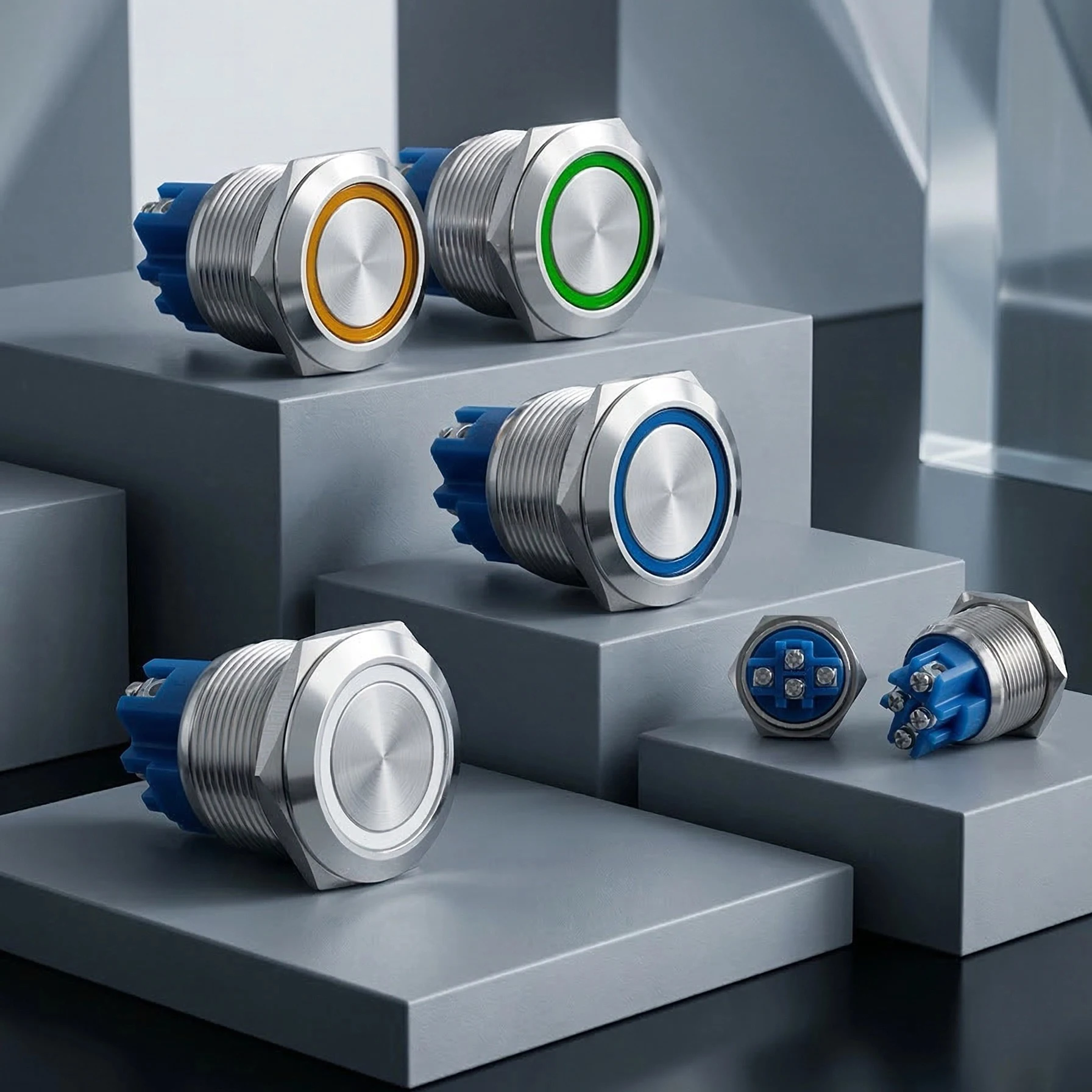 

22mm Anti-Vandal Waterproof Metal Push button switches 5A 250V AC Screw Terminal 1NO Latching/Momentary Reset 24V