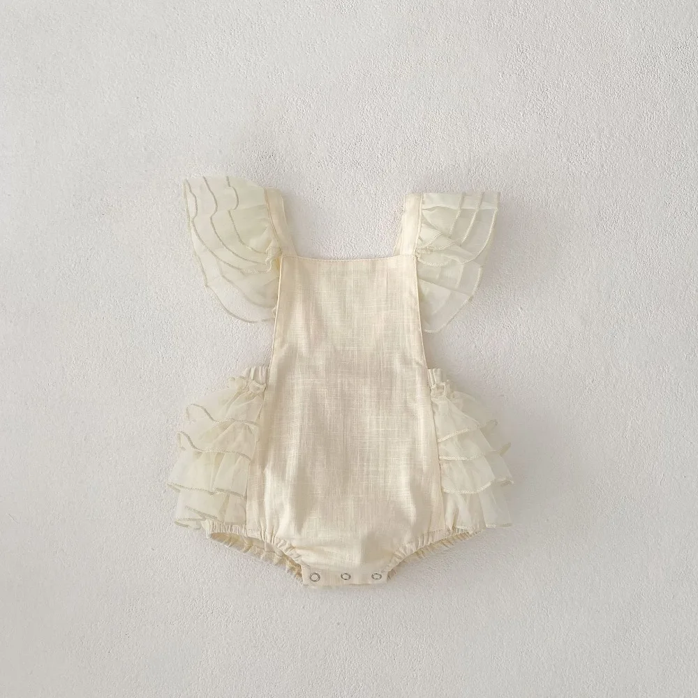 INS Summer Baby Girl Romper 0-2Years Newborn Princess Sleeveless Backless Princess Bodysuit Outfits Birthday Party Clothes