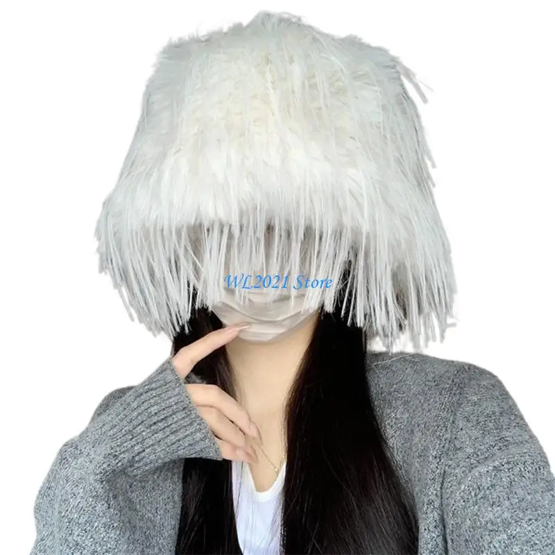 

G5GC Popular Fisherman Cap Thicken Warm Bucket Hat Y2K Women Hat Winter Panama Cap