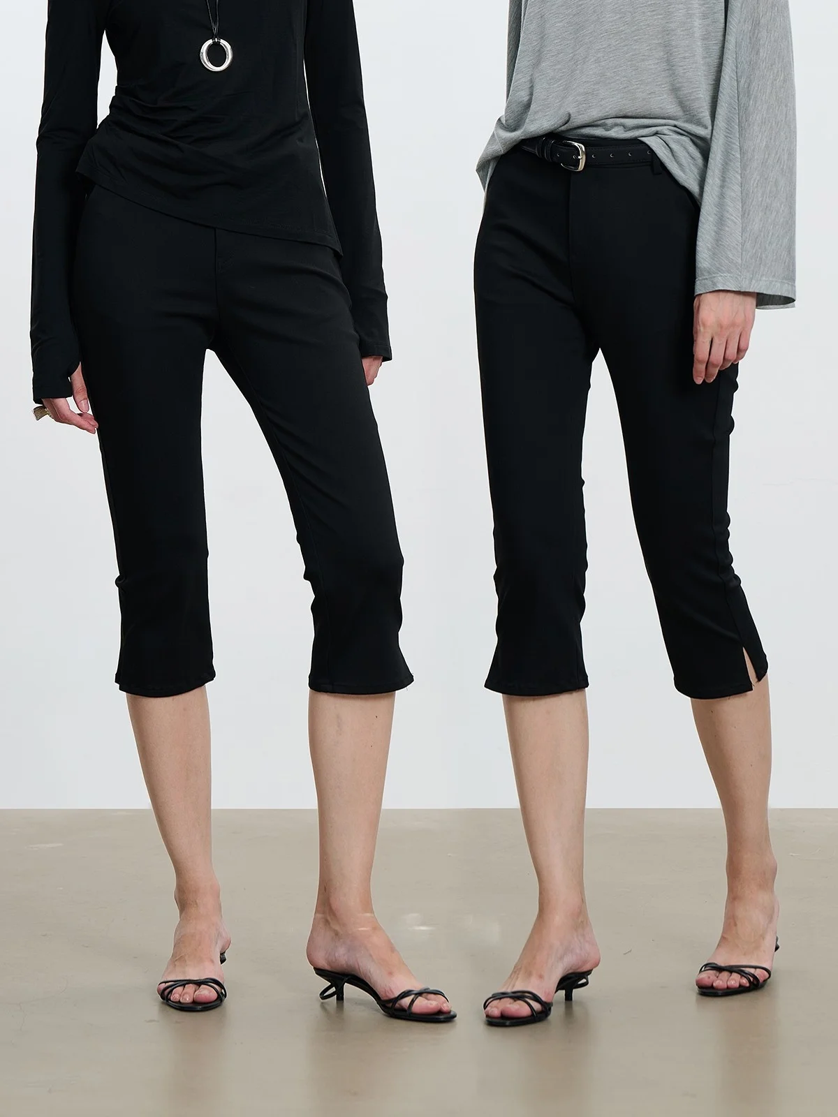 

CE&MO Летние повседневные женские джинсы с высокой талией, эластичные, облегающие, с боковыми разрезами, длиной 7 дюймов, тонкие, синие, из хлопкового денима