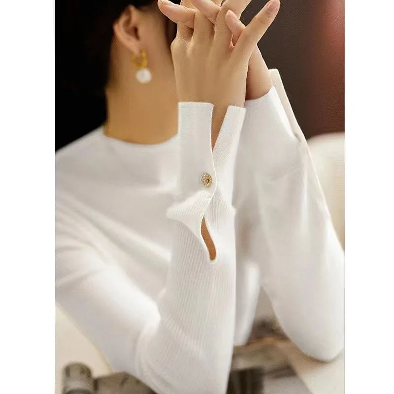 New Autumn/Winter Fashion Korean Edition Half High Collar Versatile Western Style Slim Fit Women\'s Long Sleeve Knitted Sweater