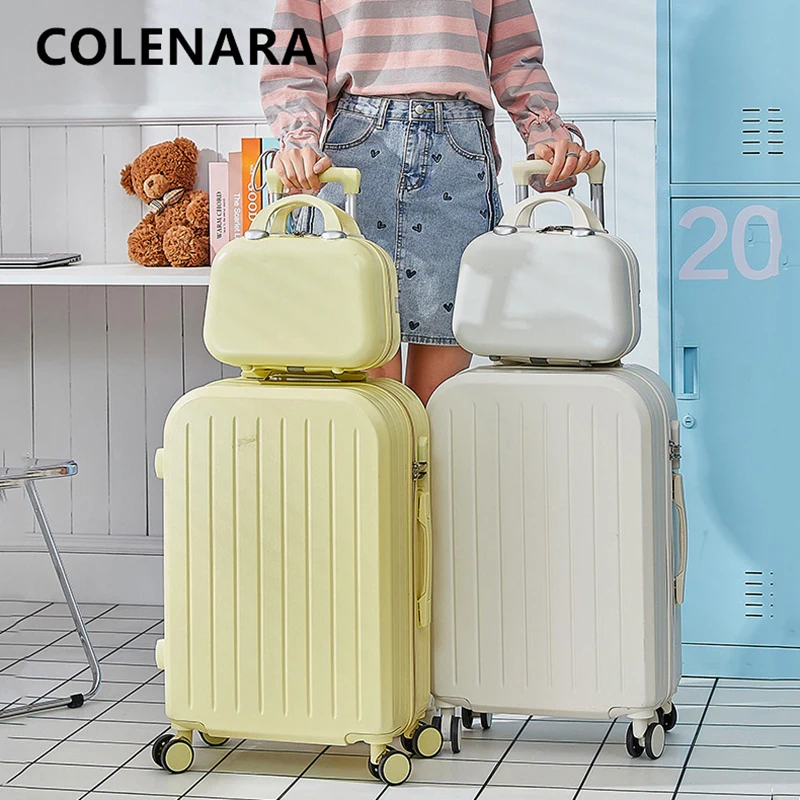 KLQDZMS 20Inch High Quality Suitcase Travel Set Student Boarding Box Women Trolley Bags Wheeled Travel Bag Men's Luggage