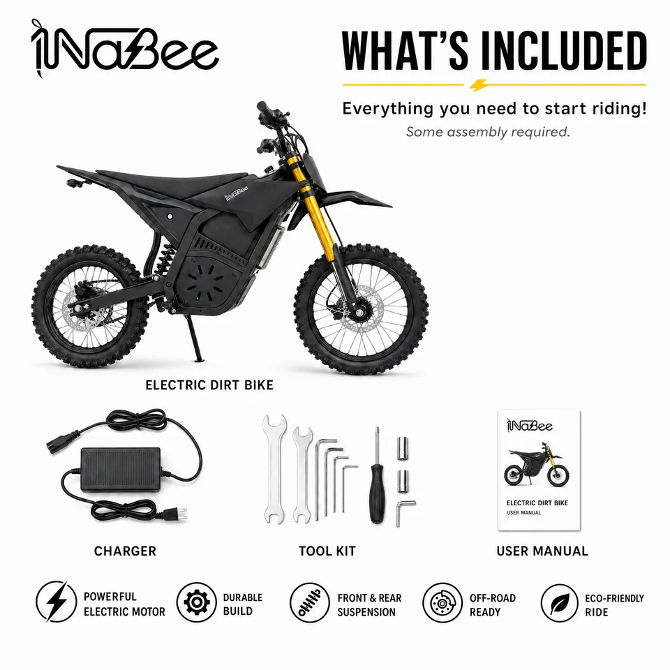 PC-02 Electric Bike 3000W Peak 60V 20.8Ah Lithium Battery 55km/h Fast Off Road Electric Motorcycle Heavy Duty Hydraulic Disc Brakes IPX5 Waterproof Pit Bike Front Rear Suspension Electric Dirt Bike for Adults image 7