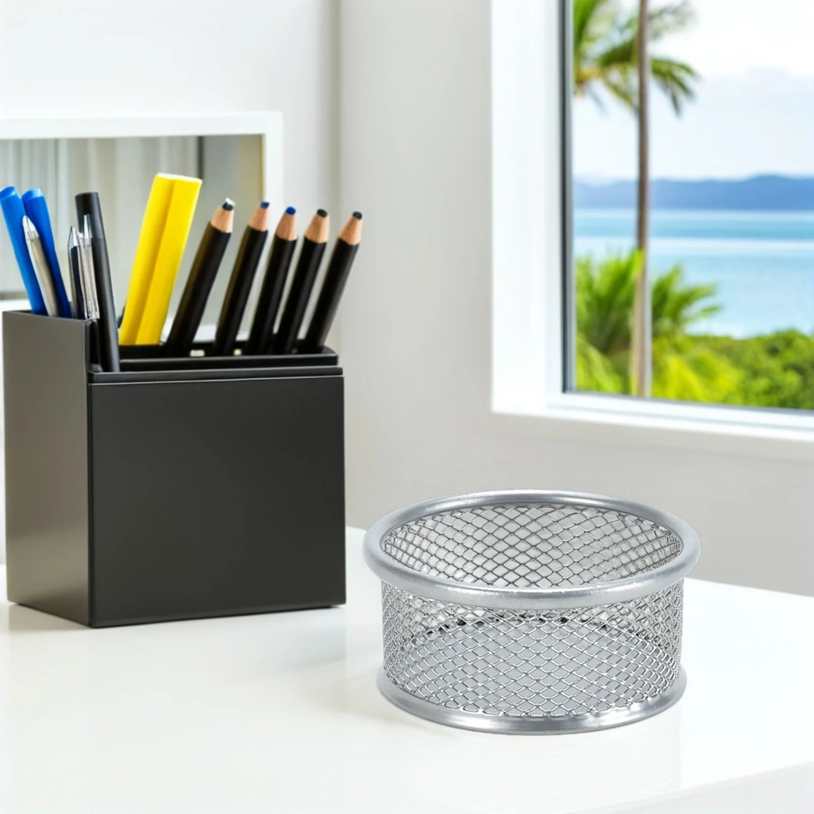 

4Pcs Paperclip Holders Desktop Mesh Containers Desk Organizer Storage Holders for Small Items Office Supplies Paper Clip Basket