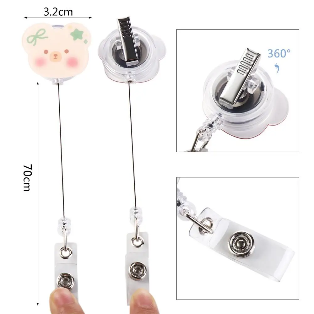 Office Supplies 360 Rotating Stationery School Supplies ID Card Clips Badge Holder Retractable Badge Reel Name Card Holder