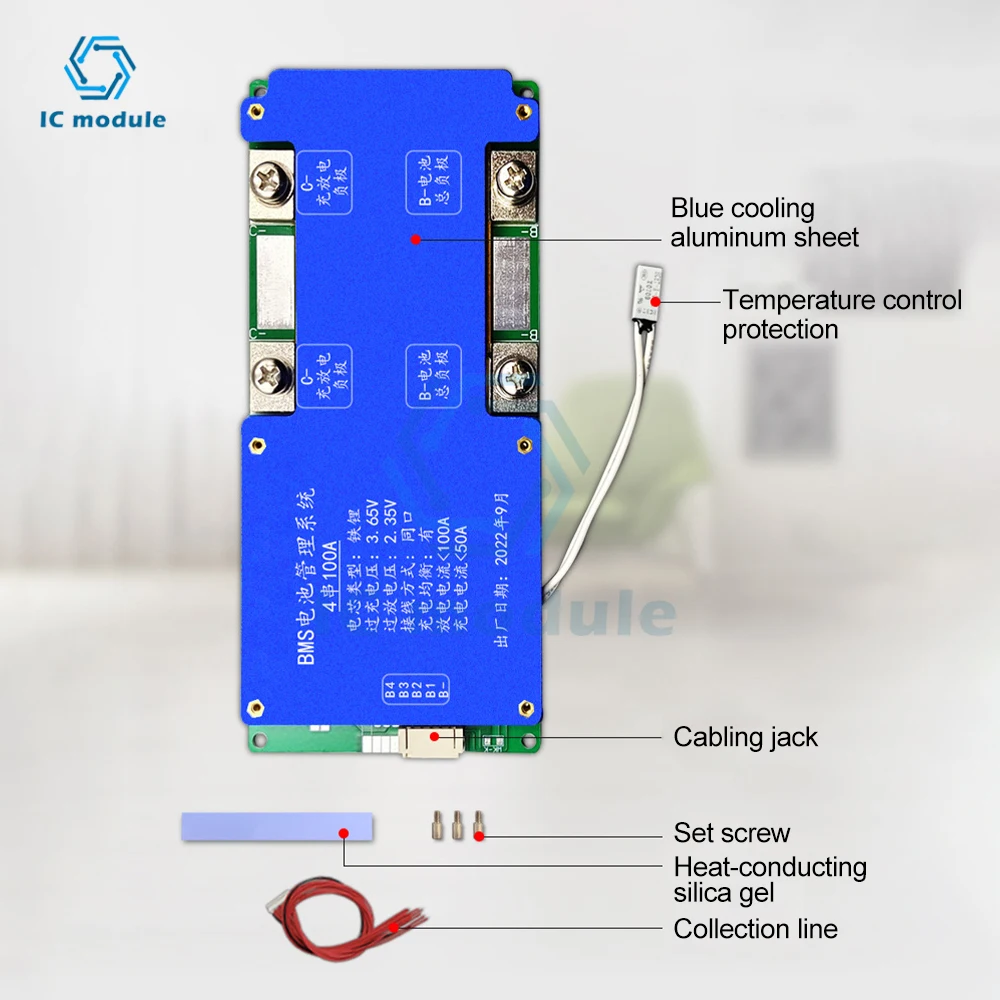 BMS 4S DC14.6V 8S 24V 100A LiFePO4 Battery Balance Charge Board Equalizador NTC Temperatura Proteção Equalizador