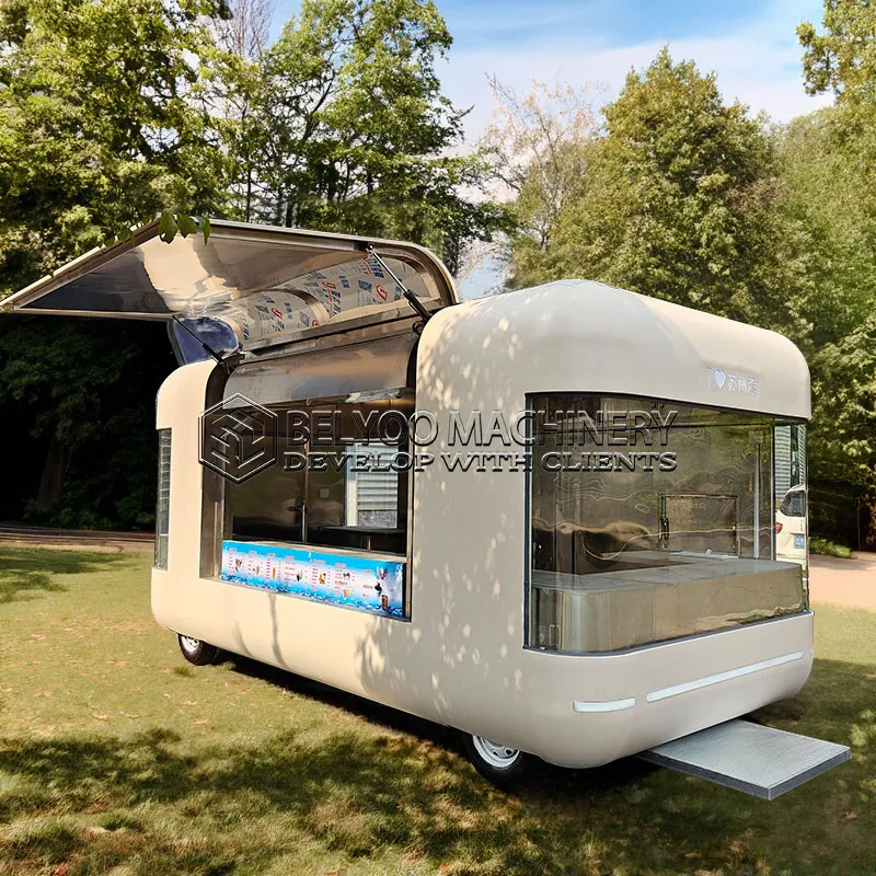 Belyoo Coffee Truck Snack Food Trailer Grill Hamburger Mobile Hot Dog Pizza Ice Cream  Food Trailer With Full Kitchen