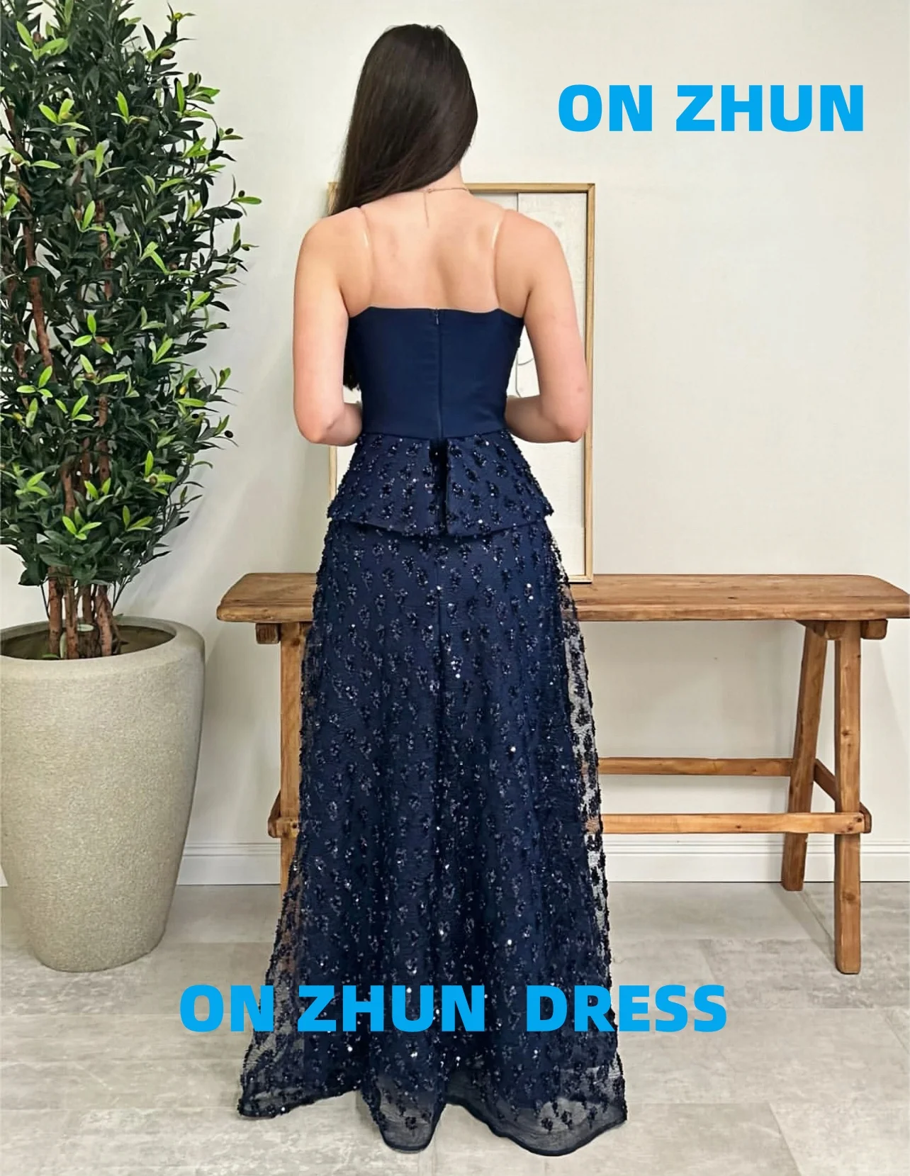 맞춤형 스트랩리스 민소매 A라인 화려하고 고급스러운 이브닝 드레스 여성 이브닝 드레스 모던 이브닝 드레스