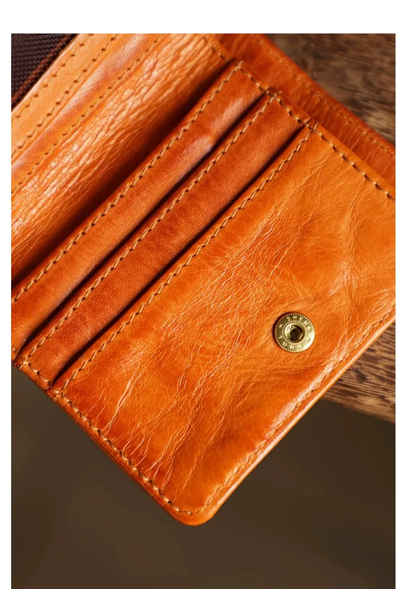 Italian Genuine Full Grain Leather Mini Wallet Minimalist Card Holder Coin Purse Small Billfold Bank Card Slim Money Clip