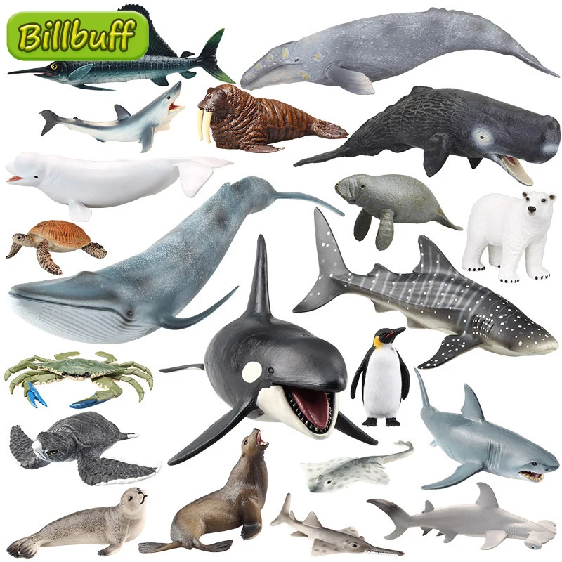 

2022 Ocean Zoo Sea Life Simulation ABS Animals Models Sets Shark Whale Turtle Crab Dolphin Action Toys Figures for children Gift