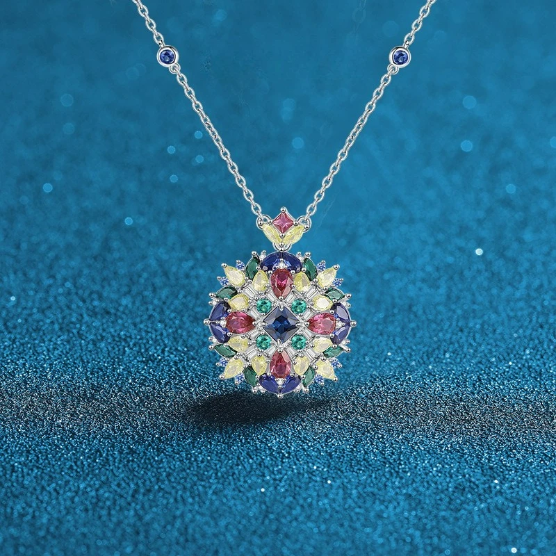 

Hairui Same Candy Series PT950 Platinum Artificially Cultivated Sapphire Necklace Female Inlaid Color Stone Pendant