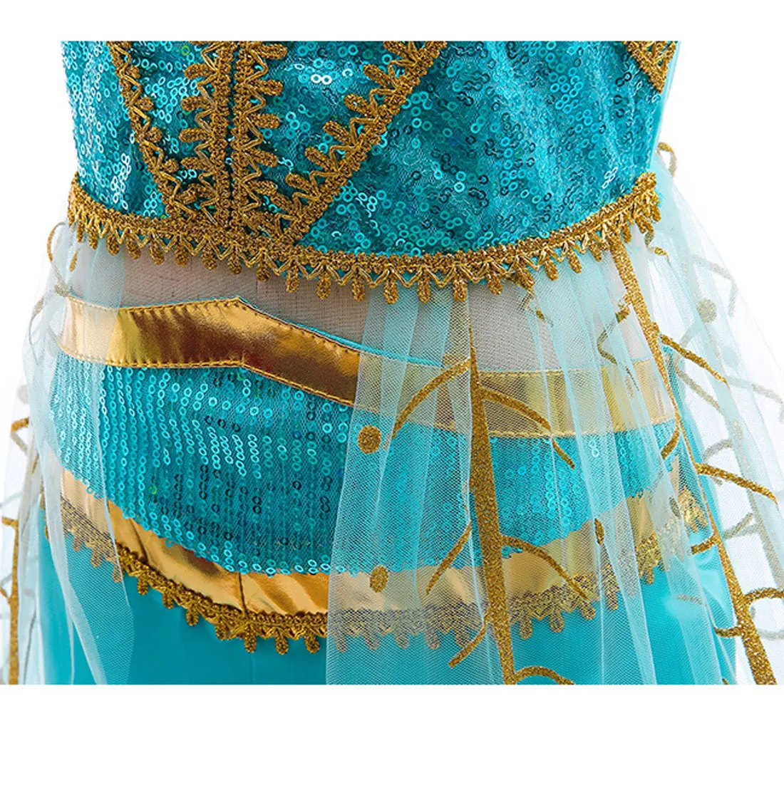 Disney Girl Jasmine Aladdin Princess Dress Halloween Party Princess Dress Cosplay Jasmine Top Pant Headband Carnival Costume Set - Image 6