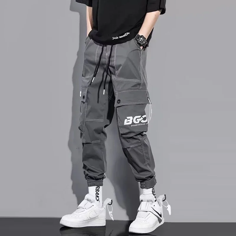 

Мужские свободные брюки-карго, мужские модные летние новые стильные рабочие универсальные карманные повседневные длинные брюки с эластичной резинкой на талии, большой размер