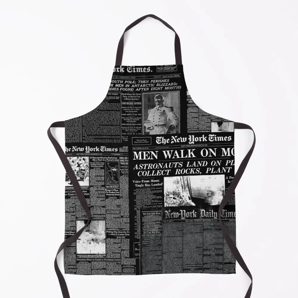 

Newspaper print [black] Apron Household Items women's kitchens Kitchen Women Kitchen New 2022 Year Apron