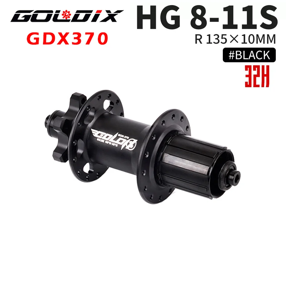 GOLDIX GDX370 Nabe Ratsche 36T HG XD MS Scheibenkarte Bremse Mountainbike Nabenlager Fahrradnaben 32 Löcher Schwarz 8/9/10/11/12 Geschwindigkeit