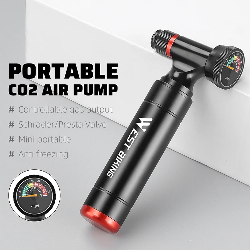 

Велосипедный насос CO2 с барометром, велосипедная ручка управления из алюминиевого сплава с ЧПУ для MTB, дорожный велосипед, накачка шин, адаптер Schrader Presta