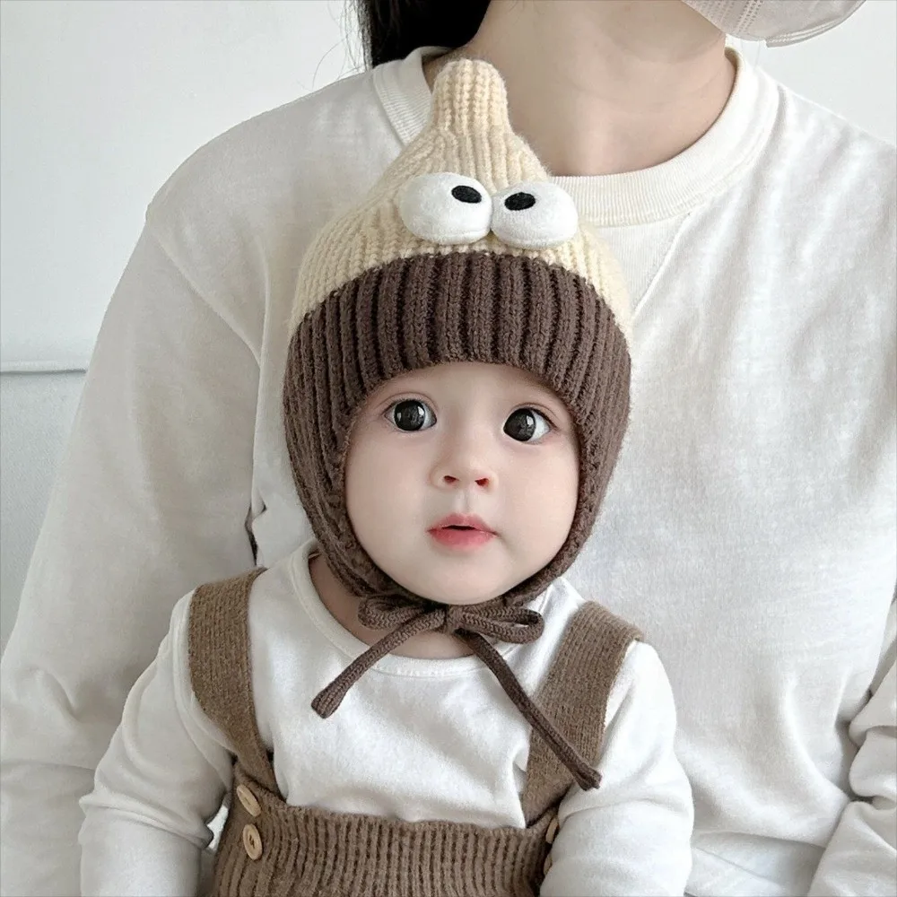 قبعة محبوكة مريحة ومضحكة للأطفال دافئة مع اللوحات قبعة شتوية ناعمة للأطفال