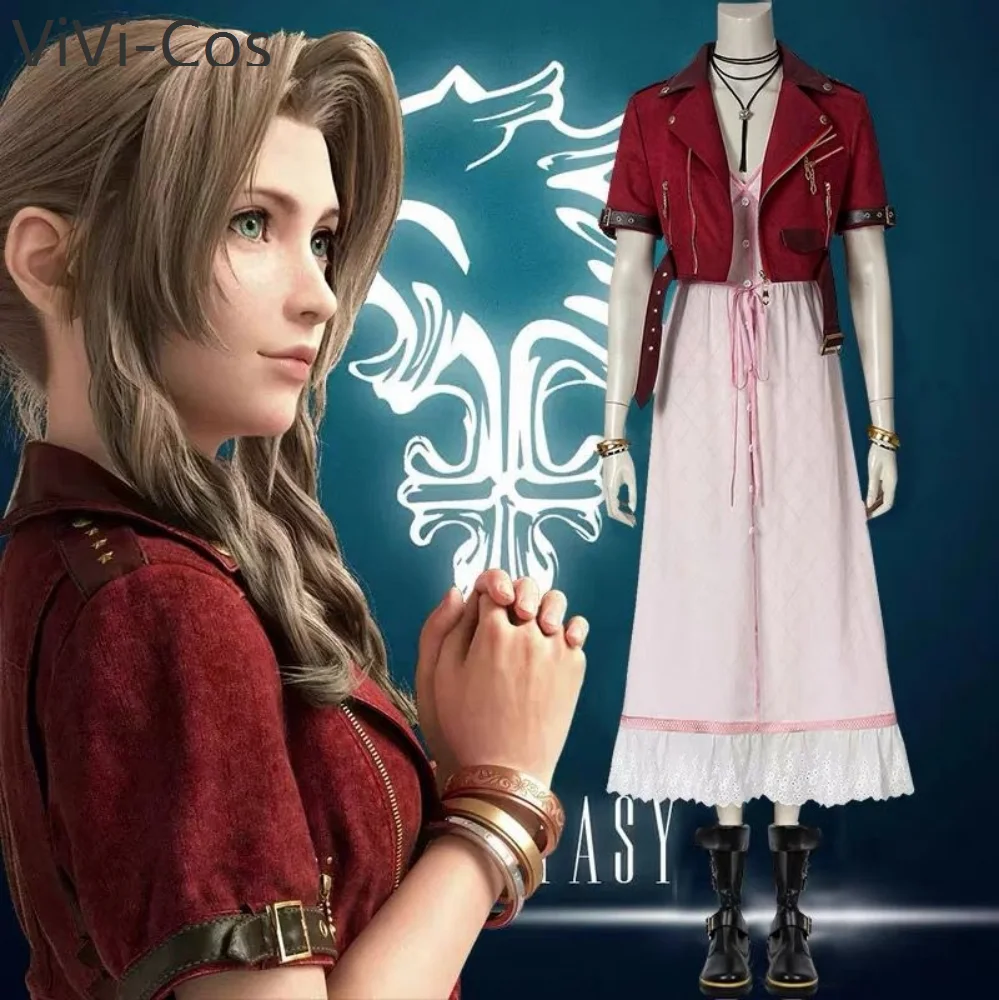 Crisis Core - Final Fantasy Vii Aerith Women Cosplay Costume Cos Game Anime Party Uniform Hallowen Play Role Clothes Clothing